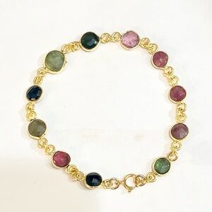 Tourmaline Gold Bracelet | Handmade Natural Tourmaline